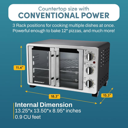 ETO2530M Double French Door Oven, 25L, 12" Pizza, Ss/Black | Bake, Broil, Toast & Keep Warm Functions - Great for Entertaining - Countertop Design5