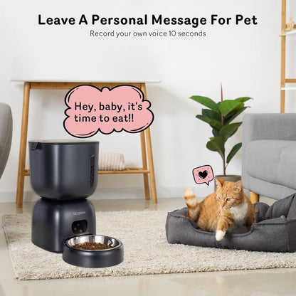 Automatic Cat Feeder and Water Dispenser FW1, Wire or Battery Cat Food Dispenser Timer Pet Feeder - Locking Lid, Desiccant Bag, Programmable Portion Control, 4 Daily Meals, 10S Voice Recorder5