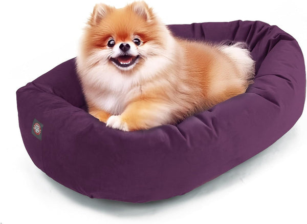 Majestic Pet 40 Inch Micro Velvet Calming Dog Bed Washable – Cozy Soft round Dog Bed with Spine for Head Support - Fluffy Donut Dog Bed 40X29X9 (Inch) – round Pet Bed Large – Pearl8