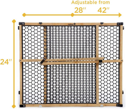 Safety 1St Bamboo Baby Gate for Doorways, No Drill Easy Install, Dog Gates, Fits 28"-42", 24" High, Bamboo and Black4