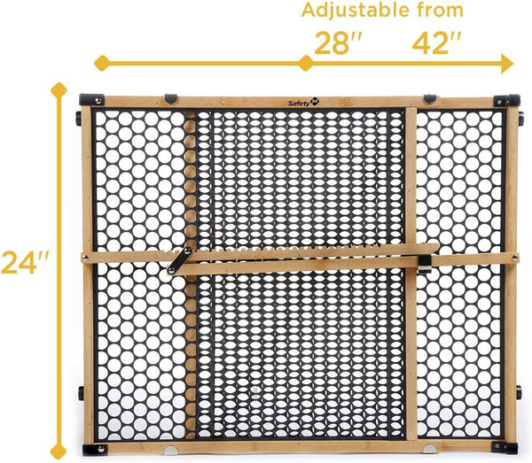 Safety 1St Bamboo Baby Gate for Doorways, No Drill Easy Install, Dog Gates, Fits 28"-42", 24" High, Bamboo and Black4