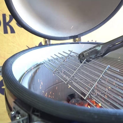 Kamado Ceramic Bbq Grill | Premium Charcoal Grill Smoker Oven Outdoor Cooking | Ceramic Kamado with Stainless Steel Grid Folding Shelves Built-In Thermometer Stylish Durable Design9