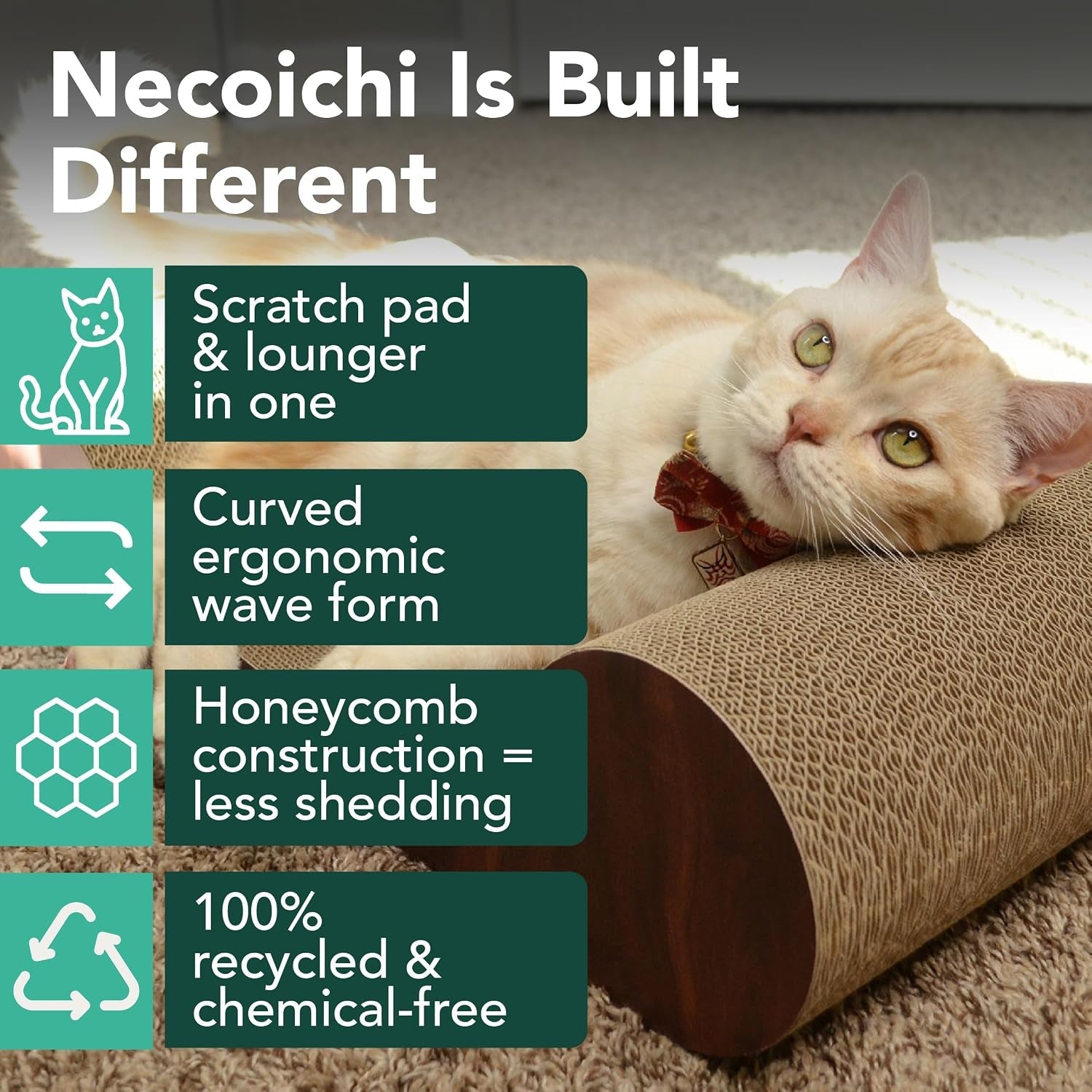 necoichi-cardboard-cat-scratcher-bed-for-indoor-cats-cat-scratching-board-horizontal-cat-scratch-pad-lounger-with-reversible-usability-and-extra-comfort-for-lounge-curved-23-large-dark-cherry