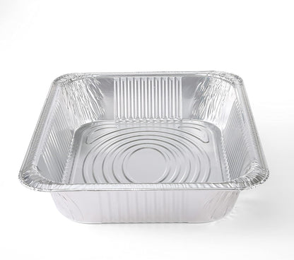 Disposable Half Size Deep Steam Table Pans, 12.5 X 10.25 X 2.5", 2 Ct | Heavy-Duty Foil Design, for Steaming, Baking, Roasting, Meal Prep, Catering, and Freezer Storage, Daily4