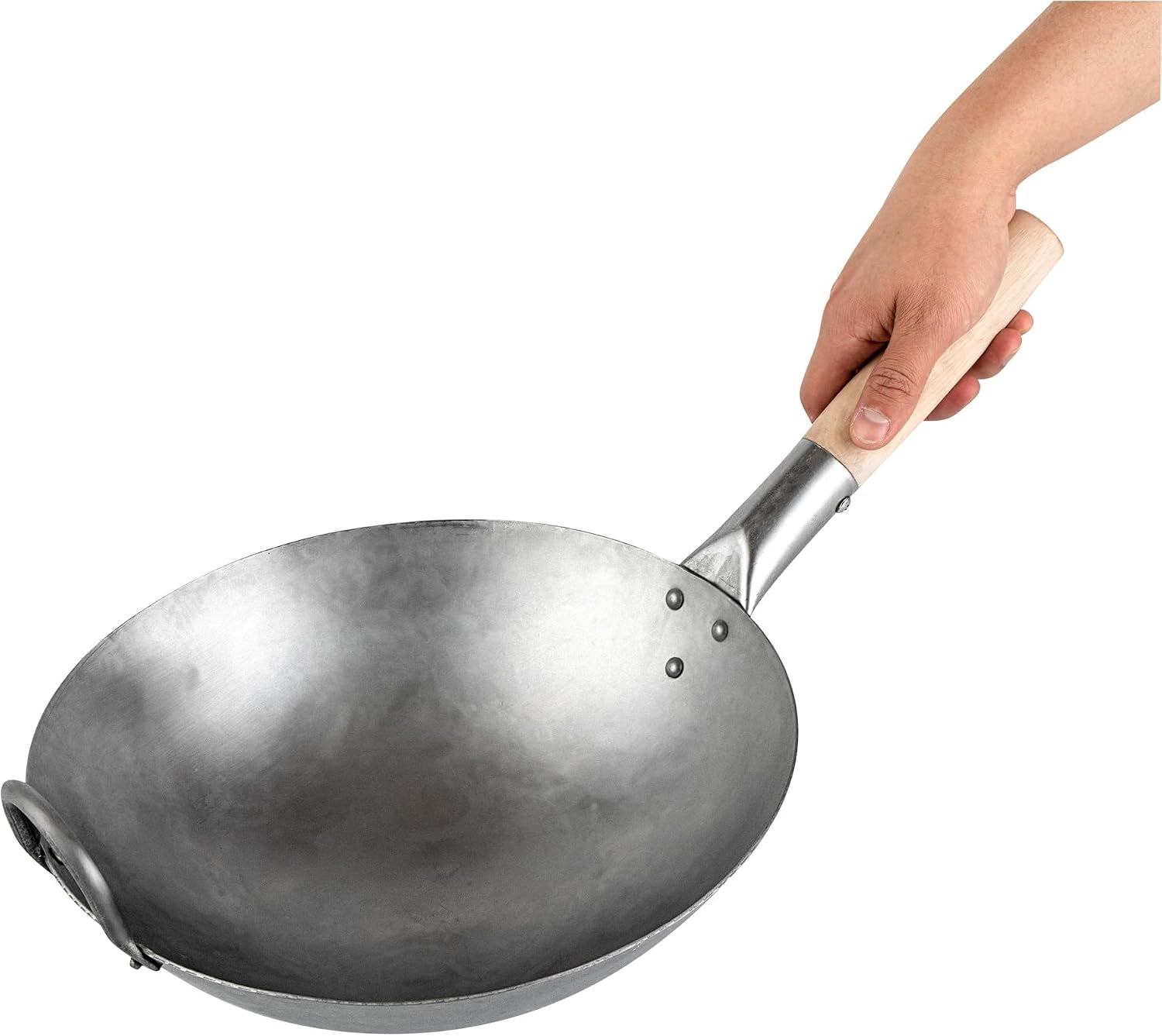 carbon-steel-wok-1-pack-of-12-inch-heavy-duty-stir-fry-pan-silver-hand-hammered-wok-efficient-maneuvering-steel-helper-handle-uniform-heat-distribution-asian-cooking