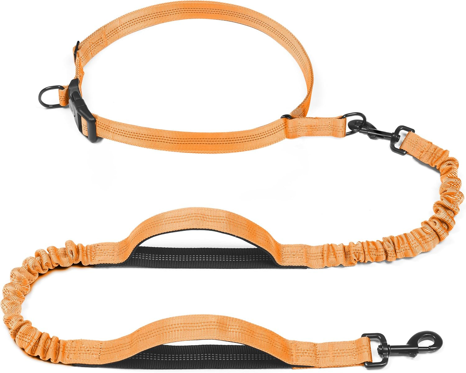 iyoshop-retractable-hands-free-dog-leash-dual-handle-bungee-waist-leash-for-small-medium-and-large-dogs-medium-large-25-150-lbs-black