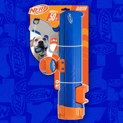 Nerf Dog Tennis Ball Blaster Dog Toy Blue/Orange, 16 Inch Compact Blaster with 1 Ball10