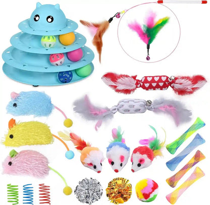 UPSKY Cat Toy Roller 3-Level Turntable Cat Toys Balls with Six Colorful Balls Interactive Kitten Fun Mental Physical Exercise Puzzle Kitten Toys10
