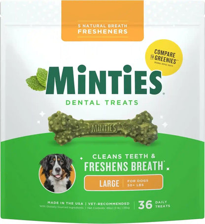 Minties Dog Dental Bone Treats, Tiny/Small Dental Dog Treats, 16 Ounces, Cleans Teeth, Fight Bad Breath, Removes Plaque and Tartar, 40 Count18