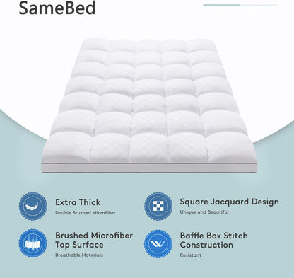 Mattress Topper Queen,Extra Thick Mattress Pad Cover for Back Pain,Cooling Mattress Protector with 8-21 Inch Deep Pocket,Overfilled down Alternative Filling2