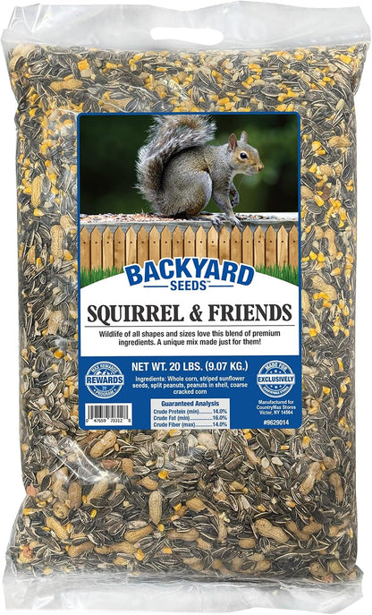 Countrymax Backyard Seeds Squirrel and Friends Wildlife Feed – 20 Lb Non-Gmo Mix for Squirrels, Deer, Birds, Rabbits, Chipmunks & More – All-Natural Backyard Animal Food1