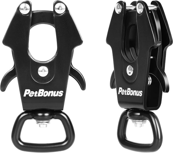 Petbonus 2 Pcs Frog Clip Dog Leash Clasp, Quick Release Metal Carabiner | 360 Degree Swivel, Heavy Duty, Safety Clip for Linking Pet Collar Dog Harness, Secure Dog Lead Hook1
