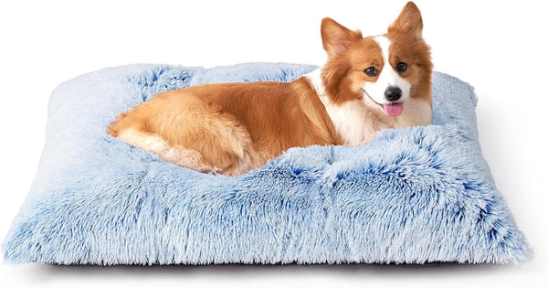 EHEYCIGA Fluffy Dog Crate Bed for Extra Large Dogs, Plush Faux Fur Pad, Calming anti Anxiety XL Bed for Crate, Washable Soft Warm Dog Mat with Non-Slip Bottom, Grey36
