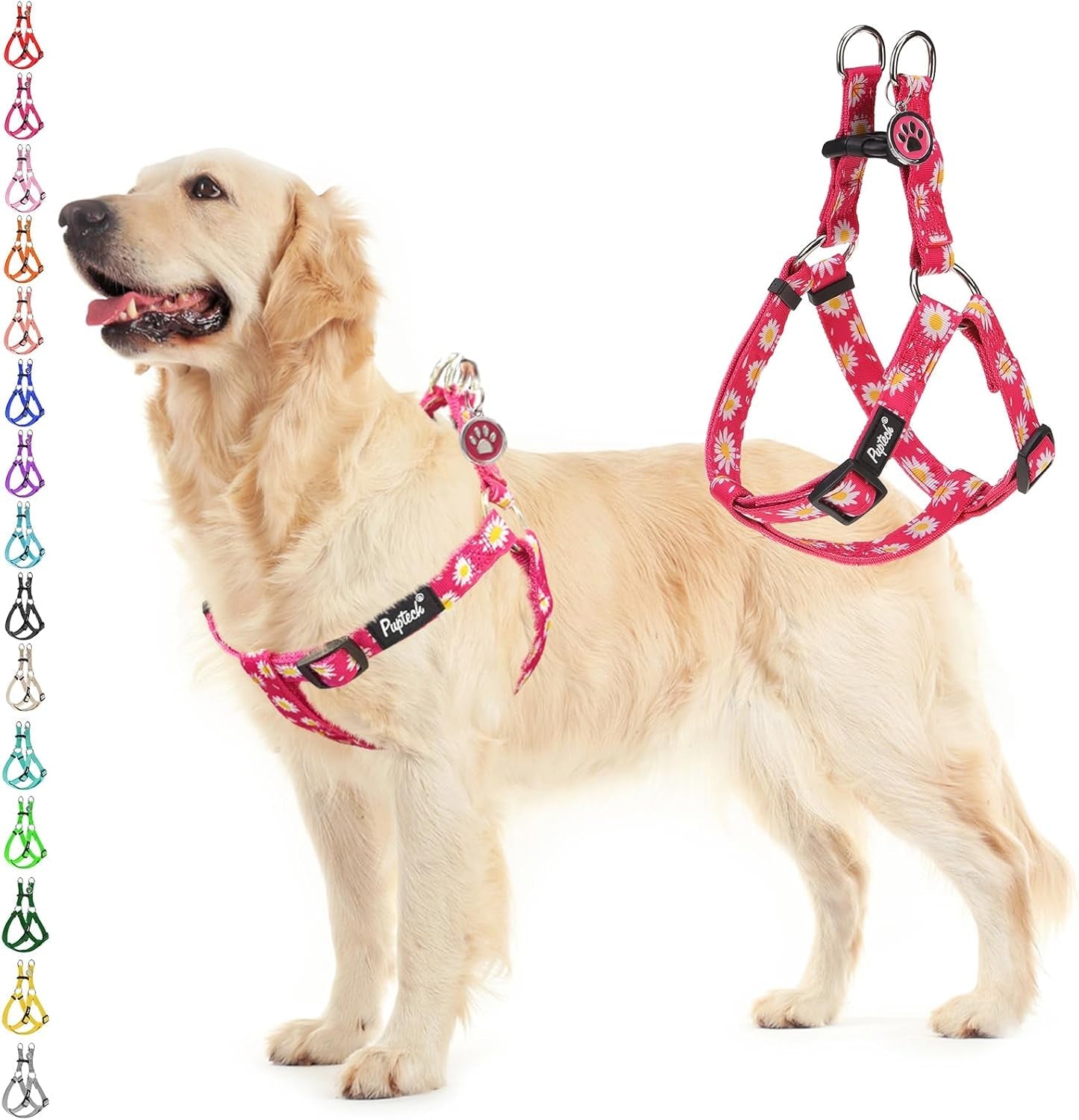 pupteck-no-pull-dog-harness-soft-adjustable-basic-nylon-step-in-puppy-vest-outdoor-walking-with-id-tag