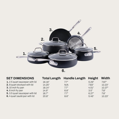 All-Clad HA1 Expert Hard Anodized Nonstick Cookware Set (10 Piece) Pots, Frying Pans, Dishwasher-Safe, Oven-Safe up to 500°F Compatible with All Stovetops (Gas, Electric & Induction) - Black5