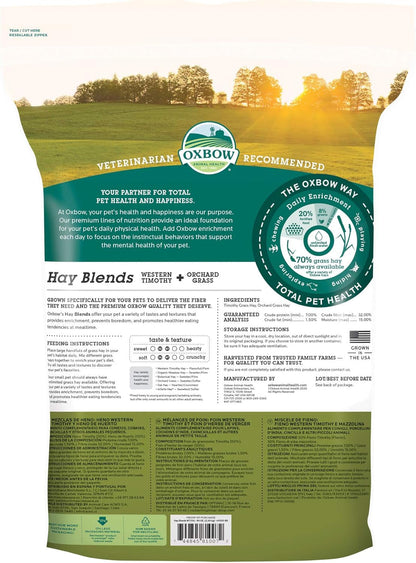 Oxbow Hay Blends, Western Timothy Hay & Orchard Grass, Guinea Pig Food, Small Pet Bunny Supplies, All Natural Grass for Guinea Pig & Rabbit, Oxbow Rabbit Supplies for Bunnies, 90 Oz. Bag | Oxbow Timothy Hay, Bunny Hay for Rabbits, Guinea Pigs, Bunnies and Chinchillas, Hand-Sorted, De-Dusted, High Fiber2