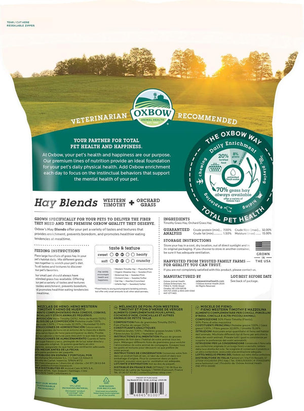 Oxbow Hay Blends, Western Timothy Hay & Orchard Grass, Guinea Pig Food, Small Pet Bunny Supplies, All Natural Grass for Guinea Pig & Rabbit, Oxbow Rabbit Supplies for Bunnies, 90 Oz. Bag | Oxbow Timothy Hay, Bunny Hay for Rabbits, Guinea Pigs, Bunnies and Chinchillas, Hand-Sorted, De-Dusted, High Fiber2