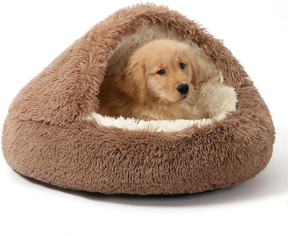 NOYAL round Hooded Donut Dog Bed for Small & Medium Pets - Plush Fluffy Anti-Anxiety Cat Cave Bed with Cover7