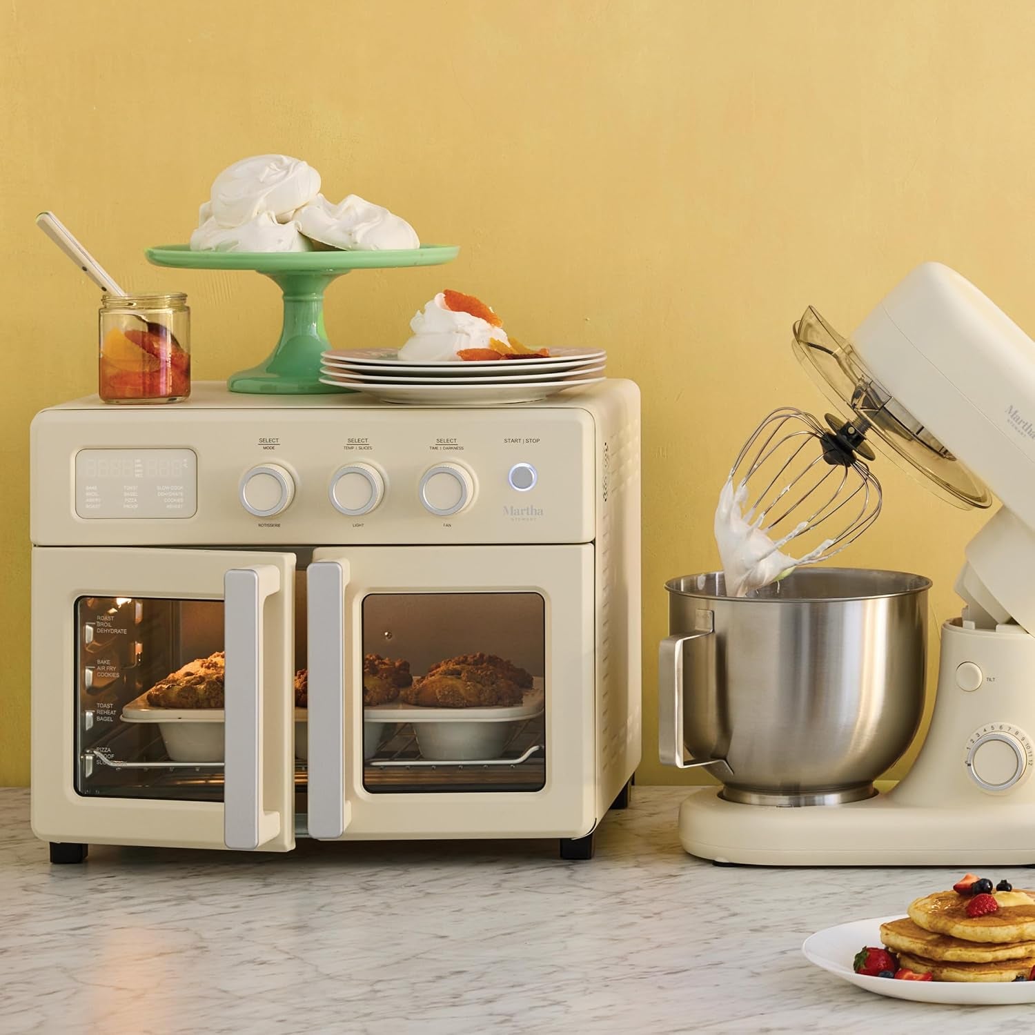 french-door-air-fryer-toaster-convection-oven-34qt-linen-12-in-1-countertop-oven-bake-broil-roast-fits-12-pizza-dehydrate-air-fry-basket-oven-rack-rotisserie-cream-white