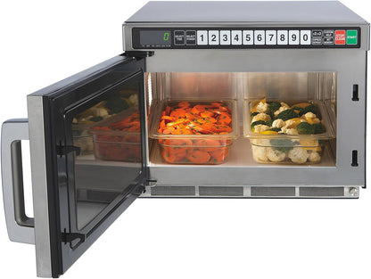 R-CD1800M Commercial Microwave Oven, Twintouch Heavy Duty with Dual Touchpads, 1800 Watts, 0.75 Cu. Ft. Capacity, Stainless Steel, 10 Memory Pads, 4-Stage Programming, Auto Voltage Sensor2