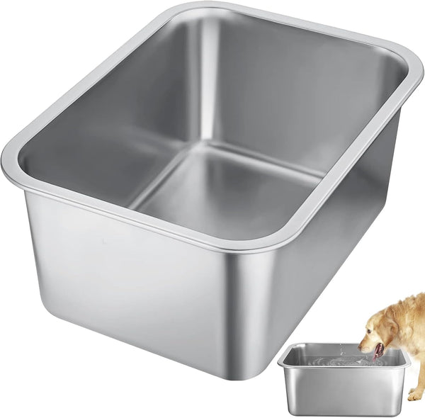 4 Gallons Extra Large Dog Bowls - High Capacity Food Grade Stainless Steel Dog Water and Food Bowl No Spilling, Durable for X-Large Multiple Large Breed Dogs Indoor Outdoor1