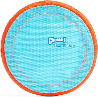 Chuckit! Paraflight Flying Disc Dog Toy - Water Floating Flyer - Durable Nylon Construction with Soft Rubber Edges - for Medium and Large Dogs - Size Large - 9.75" L X 9.75" W - Pack of 1 | Durable Nylon Build with Soft Rubber Edges, Made for Medium and Larger Sized Breeds, Lightweight and Easy to Throw, Pack of 110