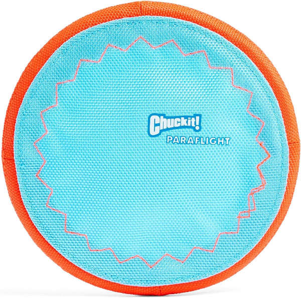 Chuckit! Paraflight Flying Disc Dog Toy - Water Floating Flyer - Durable Nylon Construction with Soft Rubber Edges - for Medium and Large Dogs - Size Large - 9.75" L X 9.75" W - Pack of 1 | Durable Nylon Build with Soft Rubber Edges, Made for Medium and Larger Sized Breeds, Lightweight and Easy to Throw, Pack of 110