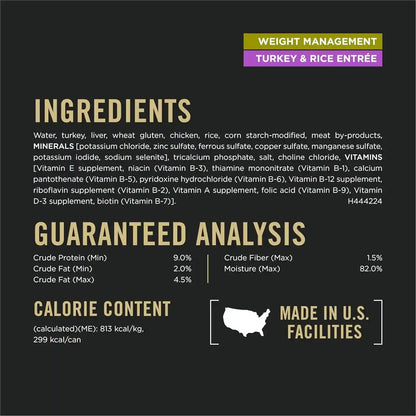 Purina Pro Plan Weight Management Wet Dog Food Turkey and Rice Entree in Gravy - (Pack of 12) 13 Oz. Cans7