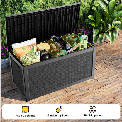320 Gallon Outdoor Storage Box,Waterproof Patio Organizer, Black | Deck Box, Storage Container, Patio Furniture Cushions, Garden Tools, Pool Accessories5