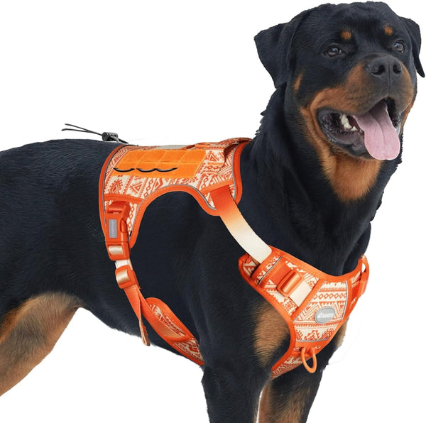 Auroth Tactical Dog Harness for Large Dogs No Pull Adjustable Pet Harness Reflective K9 Working Training Easy Control Pet Vest Military Service Dog Harnesses Army Yellow L12