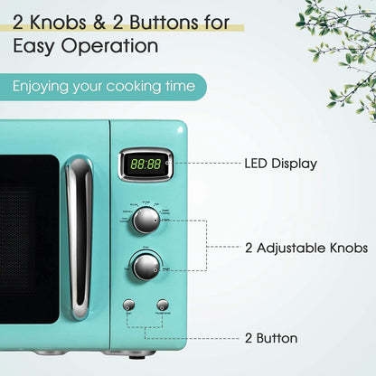 Retro Microwave 0.9Cu.Ft, 900W Countertop Microwave Oven W/5 Power Level, Defrost & Auto Cooking, LED Display, Pull Handle, Easy Clean Stainless Steel Interior, Child Lock, ETL Certification | 5 Power Level, Defrost & Auto Cooking, LED Display, Easy Clean Stainless Steel Interior, Child Lock, ETL Certification6