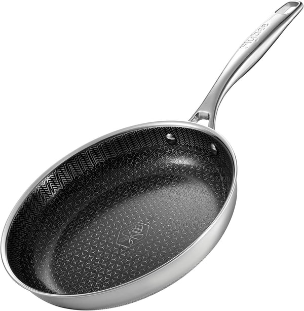 10 Inch Hybrid Nonstick Frying Pan, Tri-Ply Stainless Steel Pan with Non-Toxic Ceramic Coating, FDA Compliant & Pfas-Free, Dishwasher & Oven Safe, Induction & All Cooktops Compatible1