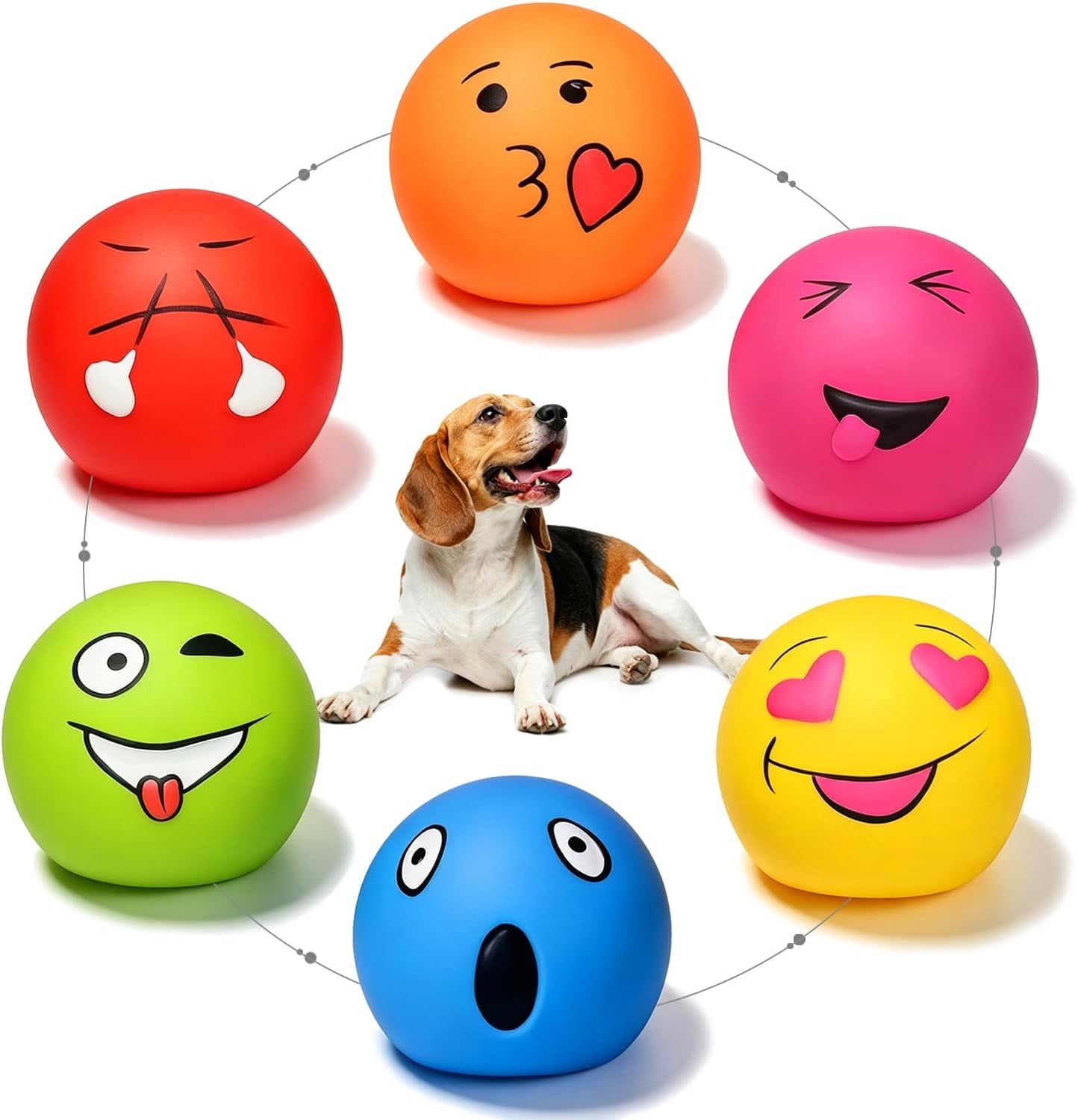 holysteed-latex-squeaky-dog-toys-for-small-dogs-mini-breed-2-2-flat-ball-2-2x2-2x1-3-flat-squeaky-balls-6pcs-soft-small-dog-toys-chewing-squeak-toy-smile-face-fetch-puppy-pet-toy-with-squeaker