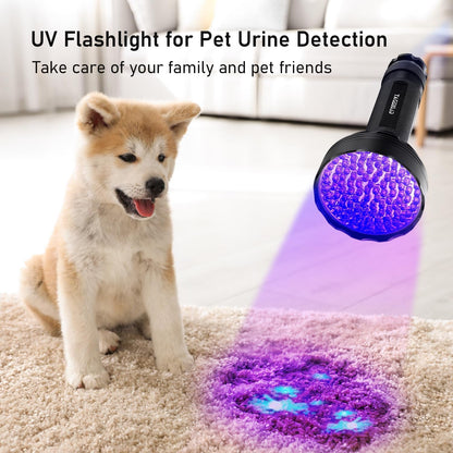 GLOSSDAY UV Flashlight Black Light, 100 LED Black Light Flashlight for Dog/Cat Pet Detector, Scorpions Finder3