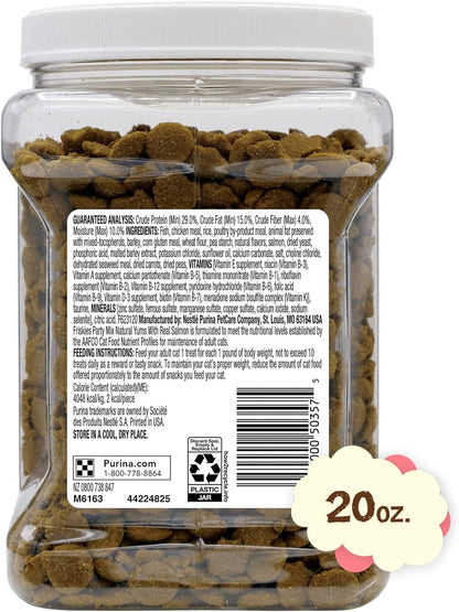 Purina Friskies Natural Cat Treats Party Mix Natural Yums with Real Salmon and Added Vitamins, Minerals and Nutrients - 20 Oz. Canister10