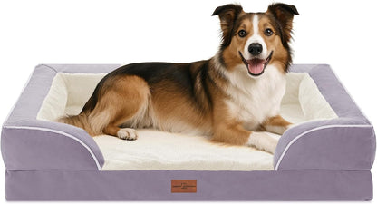 Comfort Expression Orthopedic Dog Bed for Extra Large Dogs with Bolster | Waterproof Dog Couch Bed with Washable Cover & Non-Slip Bottom, Supportive Egg Crate Foam XL Pet Bed, 42X30 Inch47