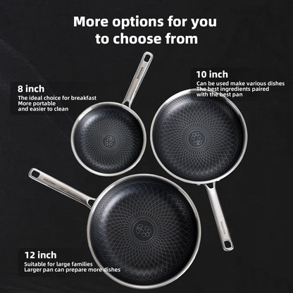 12 Inch Hybrid Honeycomb Nonstick Skillet with Lid, Stainless Steel Pan, Stay-Cool Handle, PFOA PFOS Free Non Toxic, Induction, Dishwasher & Oven Safe 437°F All Cooktops8