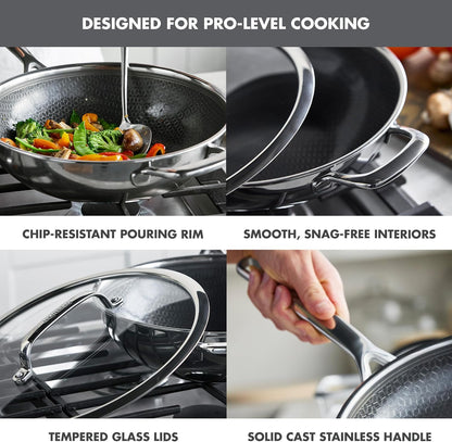 Spectra 12" Wok Pan with Lid, Hybrid Tri-Ply Stainless Steel, Pfas-Free Ceramic Nonstick Textured Cooking Surface, Induction Cookware, Diswasher Safe, Oven & Broiler Temp to 850˚F7