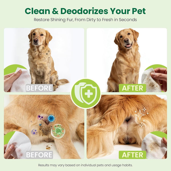 Pet Wipes for Dogs & Cats, Extra Moist & Thick Grooming Puppy Wipes with 100 Fresh Counts, Aloe Vera/Nature5
