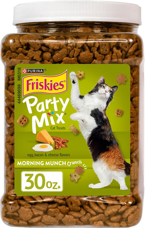 Purina Friskies Party Mix Morning Munch Crunch Egg, Bacon and Cheese Flavors Cat Treats - 30 Oz Canister1