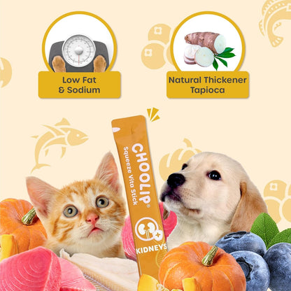 Choolip Squeeze Vita Stick Lickable Cat and Dog Treats, 7-Count Kidney Support, Tuna and Pollack with Pumpkin, Blueberry and Omega-3, Grain-Free, Vet-Formulated5