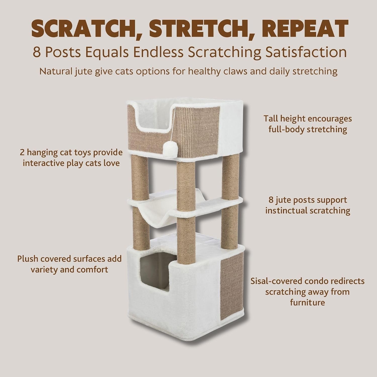 trixie-lucano-43-3-in-xxl-cat-tree-indoor-cat-furniture-with-jute-scratching-posts-sisal-and-plush-covered-condo-dangling-interactive-toys-brown