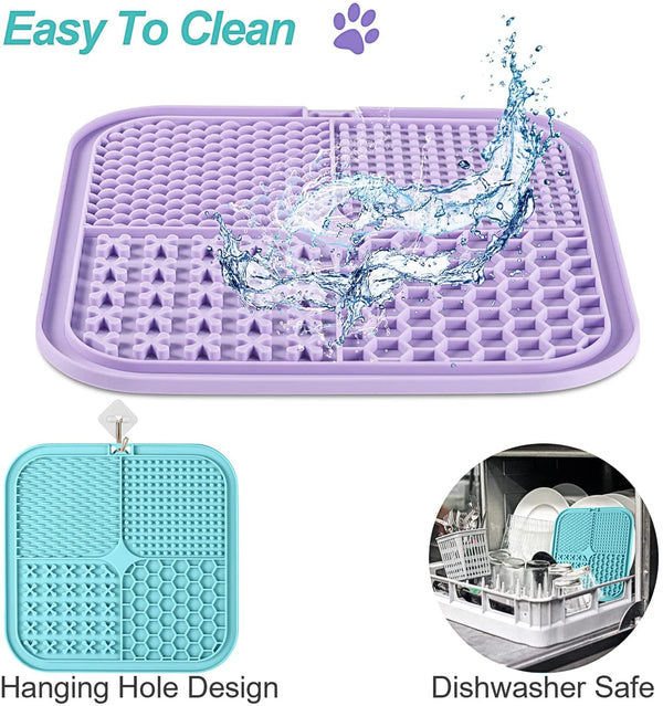LUKITO Lick Mat for Dogs & Cats 2 Pack with Suction Cups, Dog Lick Mat for Anxiety Relief, Dog Toys to Keep Them Busy, Peanut Butter Licking Pad for Boredom Reducer, Perfect for Bathing Grooming7