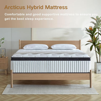Queen Mattress, 12 Inch Queen Size Hybrid Mattress in a Box with Memory Foam and Individually Pocketed Spring, Motion Isolation, Pressure Relief, Medium Firmness, Certipur-Us Certified3