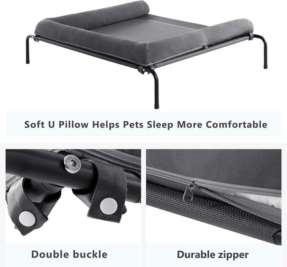WESTERN HOME Cooling Elevated Dog Bed for Large Dogs, Portable Indoor & Outdoor Raised Dog Bed with Breathable Mesh, Chew Proof Pet Hammock Cots with Removable and Waterproof Bolsters5