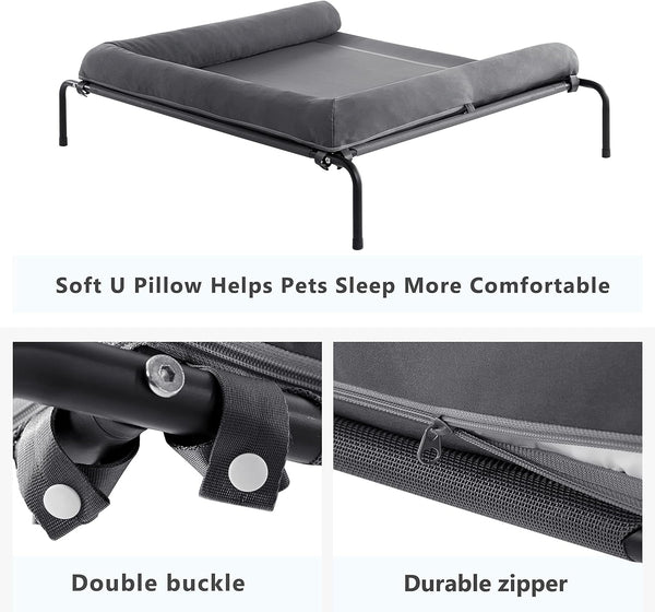 WESTERN HOME Cooling Elevated Dog Bed for Large Dogs, Portable Indoor & Outdoor Raised Dog Bed with Breathable Mesh, Chew Proof Pet Hammock Cots with Removable and Waterproof Bolsters5