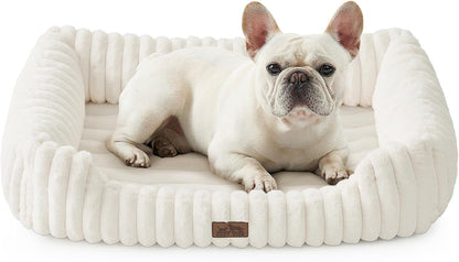Orthopedic Dog Bed for Small Dogs & Cats - Washable Rectangle Pet Bed with Anti-Slip Bottom, Soft Calming Cat & Puppy Bed for Indoor Pets (25"X21"X6", Cream)9