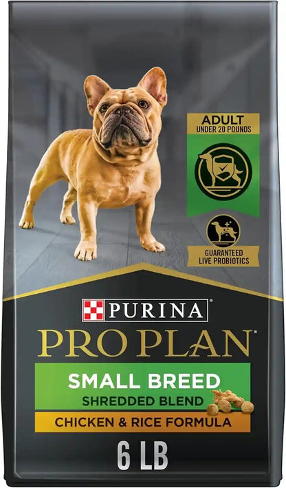 Purina Pro Plan Small Breed Dog Food with Probiotics for Dogs, Shredded Blend Chicken & Rice Formula - 6 Lb. Bag1