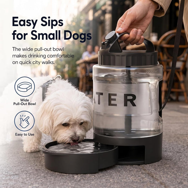 Lesotc Portable Dog Water Bowl Dispenser - 77Oz Travel Water Bottle with Pop-Out Drinking Bowl, No-Spill Design for Camping, Hiking & Car Rides - Keep Your Dog Hydrated Anywhere, Black4
