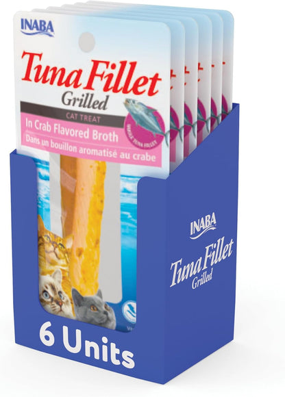INABA Grilled Fillets Cat Treats, Tuna in Tuna Broth, 6Ct | Hand-Cut Grilled Tuna, Broth-Packed, Vacuum Packed, 71% Moisture, Immune Support, Grain-Free, 6 X 0.52 Oz Fillets14